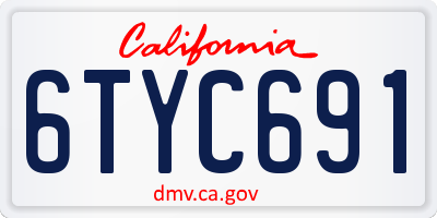 CA license plate 6TYC691
