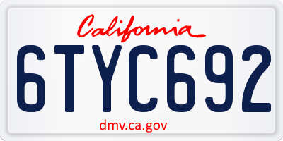 CA license plate 6TYC692