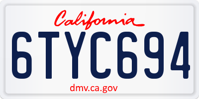 CA license plate 6TYC694