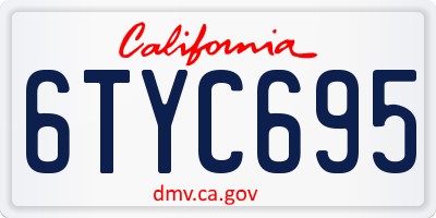 CA license plate 6TYC695