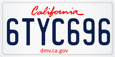 CA license plate 6TYC696