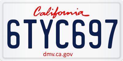 CA license plate 6TYC697