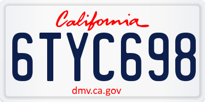 CA license plate 6TYC698