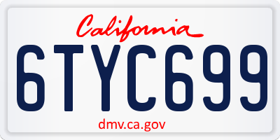 CA license plate 6TYC699