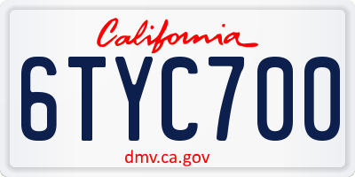 CA license plate 6TYC700