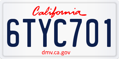 CA license plate 6TYC701