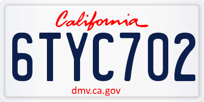 CA license plate 6TYC702