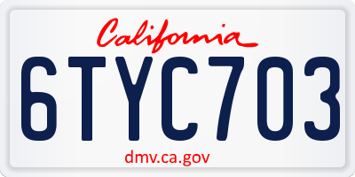 CA license plate 6TYC703