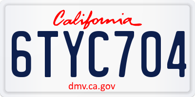 CA license plate 6TYC704