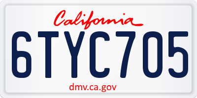CA license plate 6TYC705