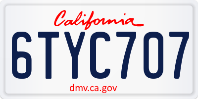 CA license plate 6TYC707