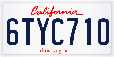CA license plate 6TYC710