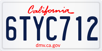 CA license plate 6TYC712