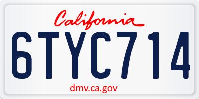 CA license plate 6TYC714