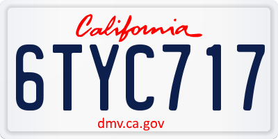 CA license plate 6TYC717