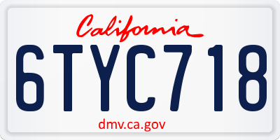 CA license plate 6TYC718