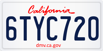 CA license plate 6TYC720