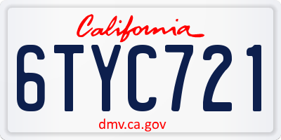 CA license plate 6TYC721