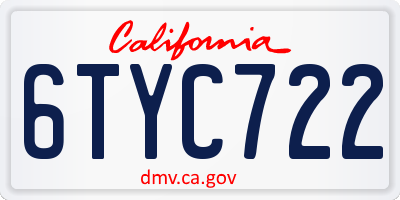 CA license plate 6TYC722