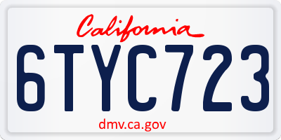 CA license plate 6TYC723