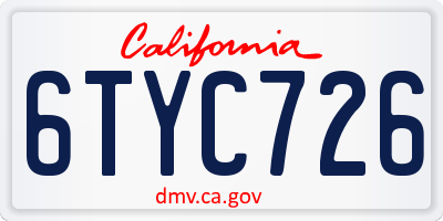 CA license plate 6TYC726