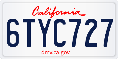CA license plate 6TYC727