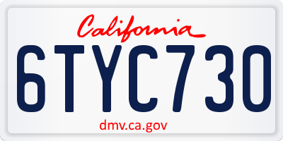 CA license plate 6TYC730