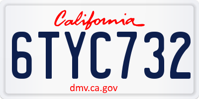 CA license plate 6TYC732