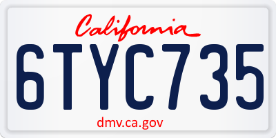 CA license plate 6TYC735