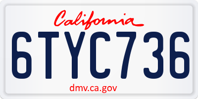 CA license plate 6TYC736
