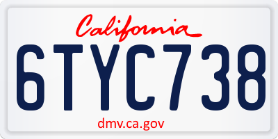 CA license plate 6TYC738