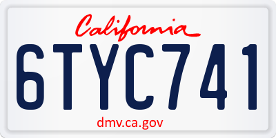 CA license plate 6TYC741