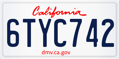 CA license plate 6TYC742