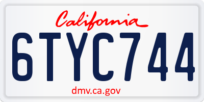 CA license plate 6TYC744