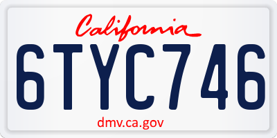 CA license plate 6TYC746