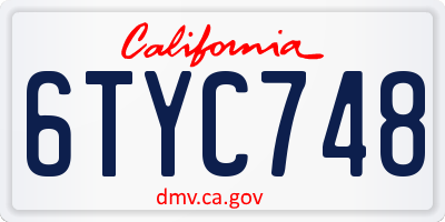 CA license plate 6TYC748