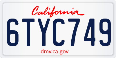 CA license plate 6TYC749