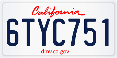 CA license plate 6TYC751