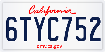 CA license plate 6TYC752