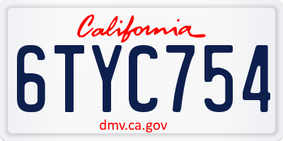 CA license plate 6TYC754