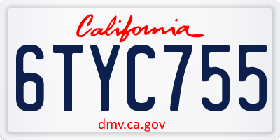 CA license plate 6TYC755