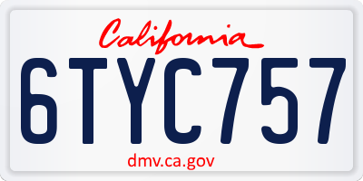 CA license plate 6TYC757