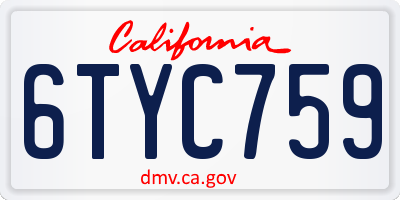 CA license plate 6TYC759