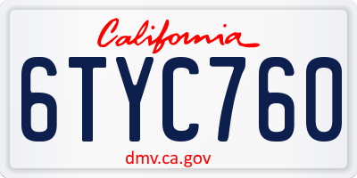 CA license plate 6TYC760