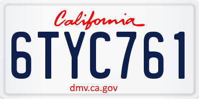 CA license plate 6TYC761