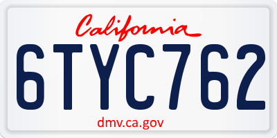 CA license plate 6TYC762