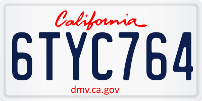 CA license plate 6TYC764