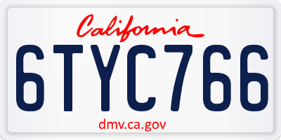 CA license plate 6TYC766