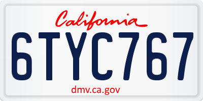 CA license plate 6TYC767
