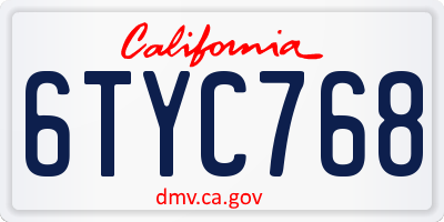 CA license plate 6TYC768
